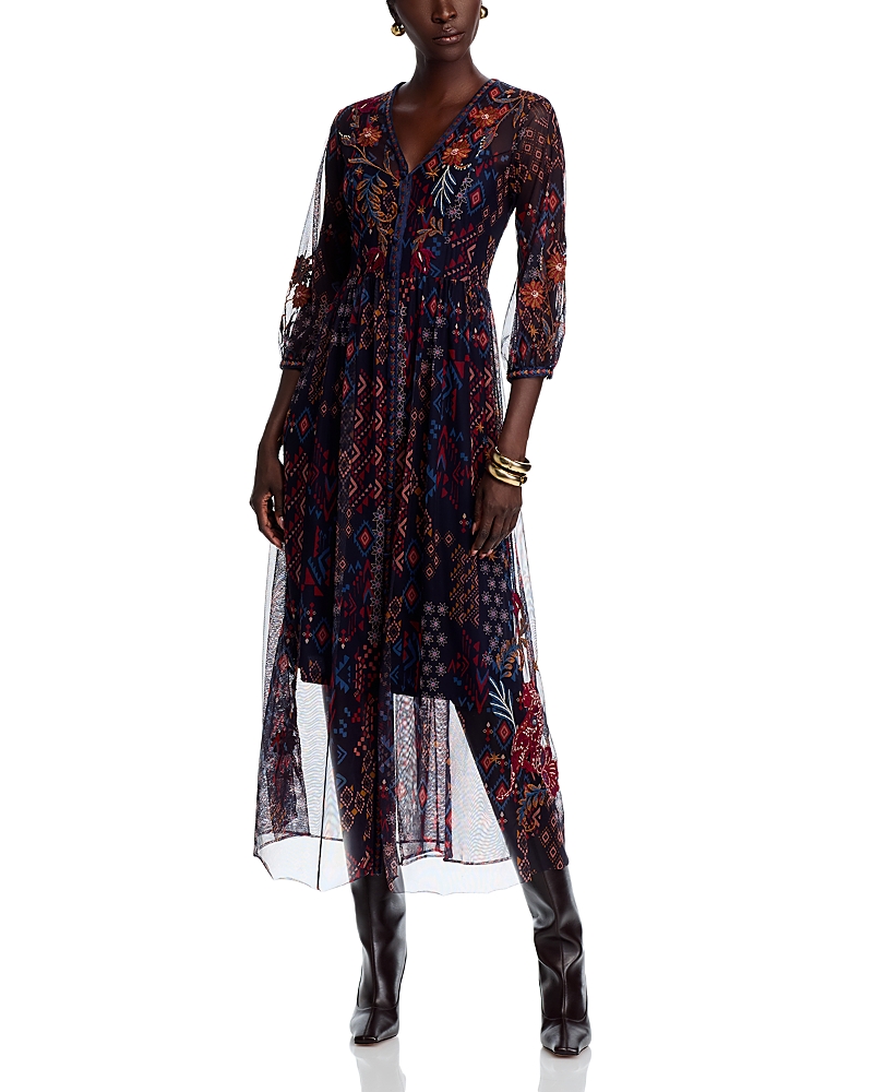 Johnny Was Theia Mesh Dress In Multi