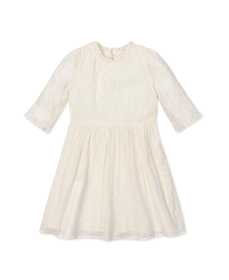 Hope & Henry Girls' Organic Flutter Sleeve Tiered Eyelet Dress - Little Kid, Big Kid