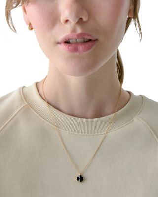 Spade Flower Stone Mini Pendant Necklace, 16-19"