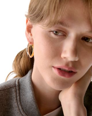 Interlock Medium Hoop Earrings, 1.4"