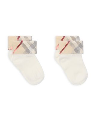 Unisex Check Trim Cotton Blend Socks - Baby