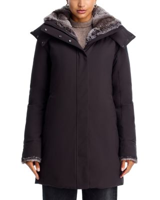 Faux Fur Trim Hooded Coat