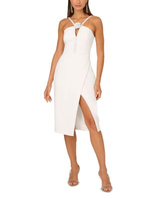 Stretch Crepe Halter Midi Dress