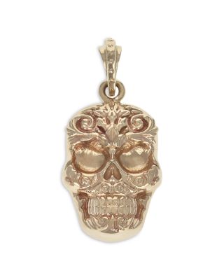 Carved Baroque Skull Pendant in 10K Yellow Gold