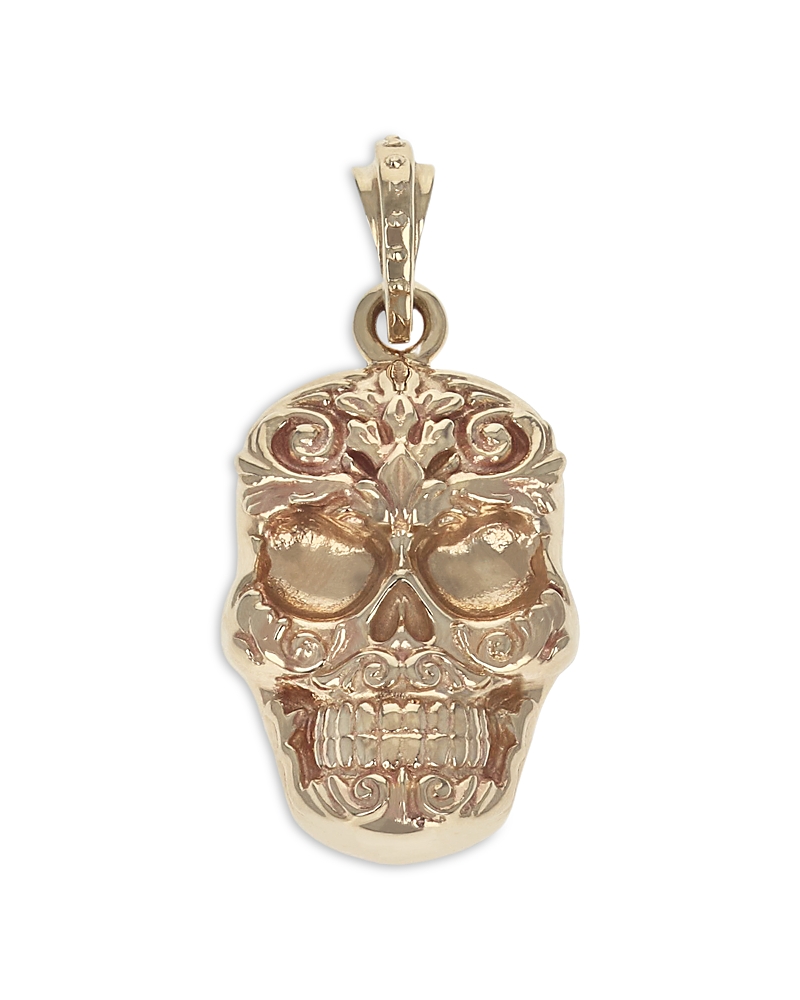 King Baby Studio Carved Baroque Skull Pendant in 10K Yellow Gold