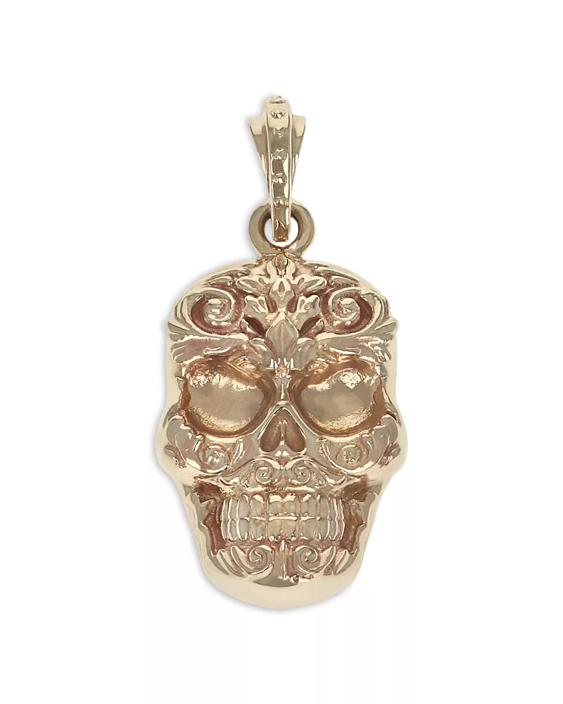King Baby Studio Carved Baroque Skull Pendant in 10K Yellow Gold