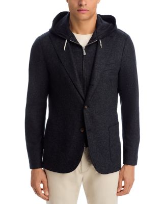 Flannel Slim Fit Sport Coat with Removable Full Zip Hoodie