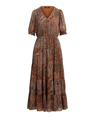 Paisley Belted Crinkle Georgette Dress