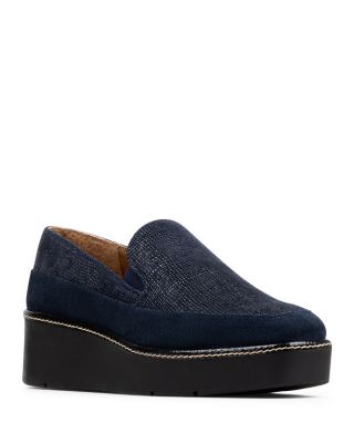 Women's Wallis Embossed Suede Wedge Loafers 
