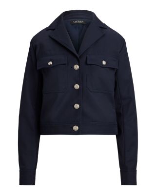 Cropped Wool Blend Twill Jacket