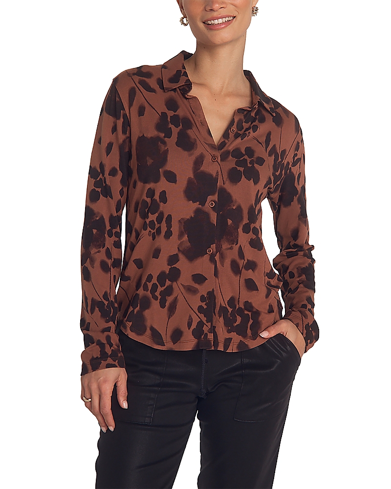 Bella Dahl Button Up Knit Top In Brown