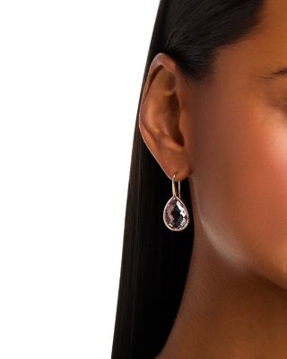 Rose Amethyst Pear Bezel Drop Earrings