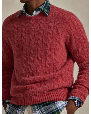 Suede-Patch Cable-Knit Sweater
