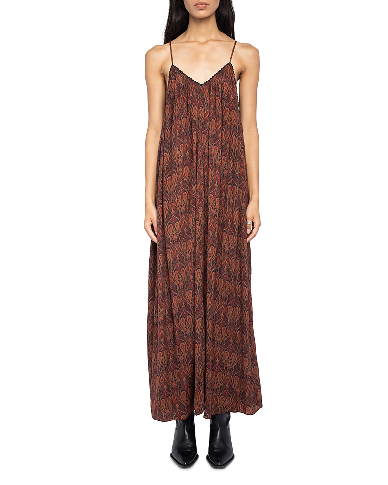 Zadig & Voltaire Paisley-pattern Lace-trim Maxi Dress In Multi