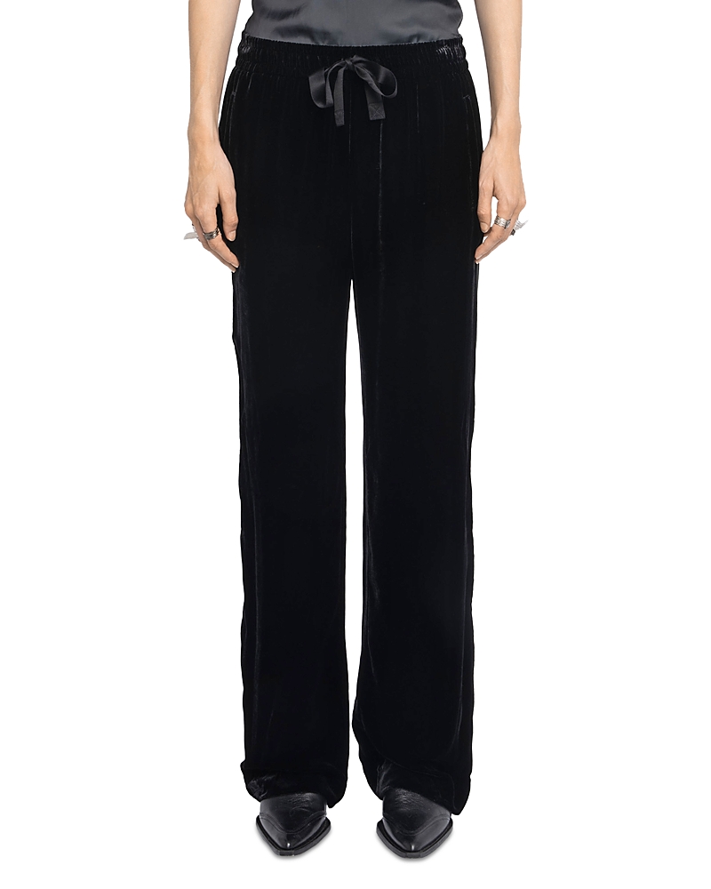 Zadig & Voltaire Poma Velvet Drawstring Pants In Black
