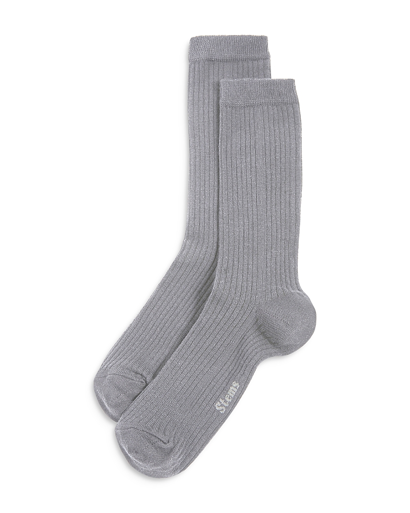 Stems Rib Knit Crew Socks In Gray