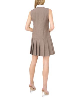 Houndstooth Print Pleated Skirt Dress