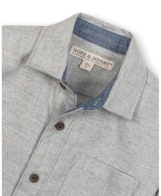 Boys' Organic Long Sleeve Flannel Button Down Shirt with Elbow Patches - Little Kid, Big Kid