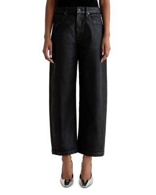 AG - Hattie High Rise Coated Barrel Jeans in Super Black