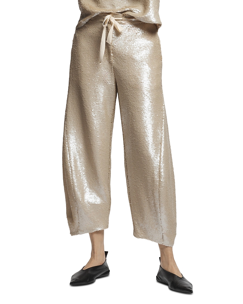 Saint Art Shane Sequin Barrel Pants In Gold