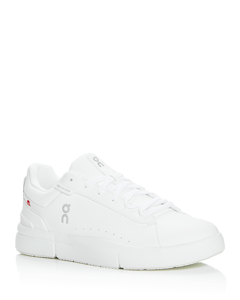 On Mens White White White The Roger Advantage Faux-leather Low-top Trainers In Multi