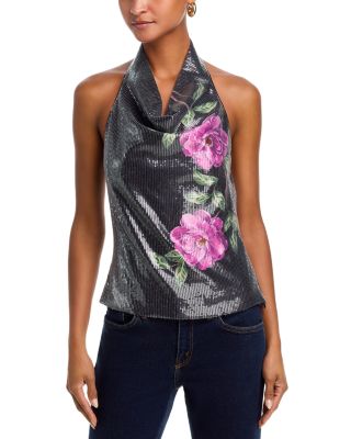 Sequin Floral Halterneck Top - Exclusive