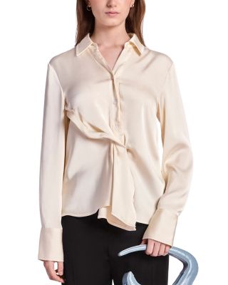 Draped Button Front Shirt