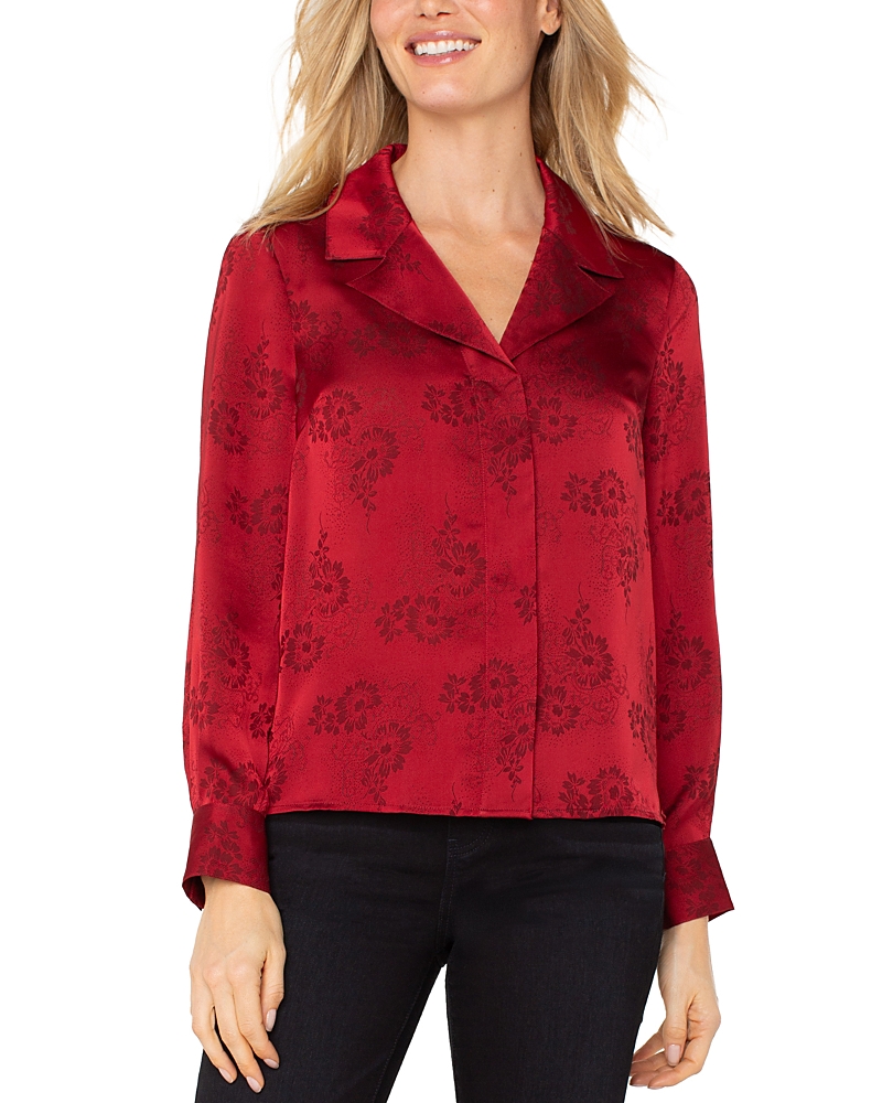 Liverpool Los Angeles Floral Jacquard Button-up Shirt In Red
