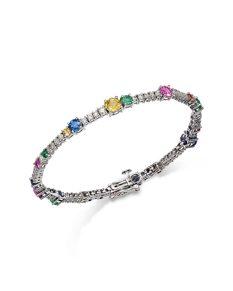 Bloomingdale's Fine Collection Ruby, Emerald & Rainbow Sapphire Tennis Bracelet