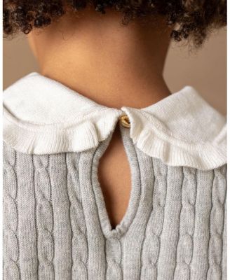 Girls' Organic Long Sleeve Cable Knit Peter Pan Collar Sweater Dress - Baby, Little Kid, Big Kid