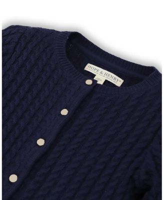 Girls&#39; Organic Long Sleeve Classic Cable Cardigan Sweater - Baby, Little Kid, Big Kid