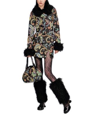 Tapestry Faux Fur Jacket