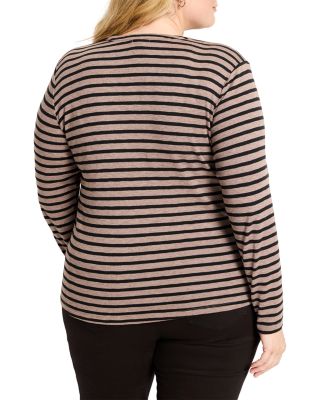 Striped Long Sleeve Henley Tee