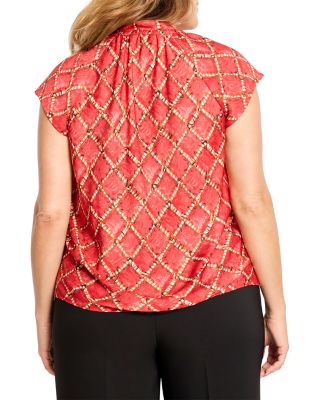 Squiggle Check Cap Sleeve Top