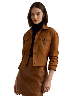 Buckle Trim Serge Cropped Jacket