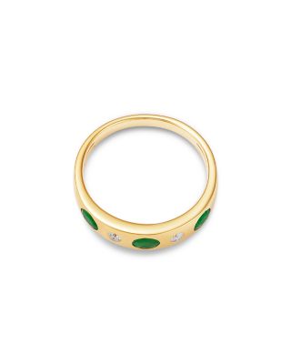 Emerald & Diamond Band in 14K Yellow Gold