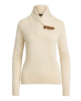 Buckle Trim Cotton Blend Sweater