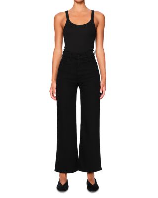 Hepburn High Rise Ankle Wide Leg Jeans in Jet Black