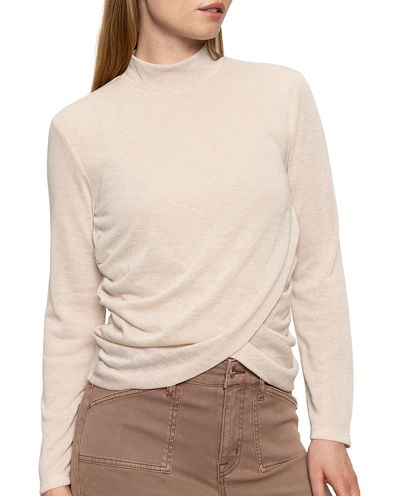 Sanctuary Long Sleeve Draped Mock Neck Top In Neutral