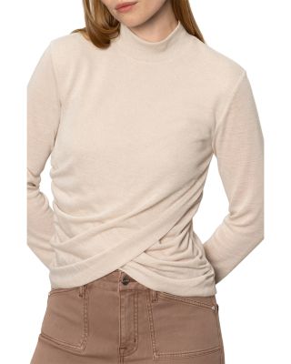 Long Sleeve Draped Mock Neck Top