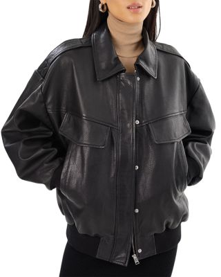 Trevanna Leather Bomber Jacket