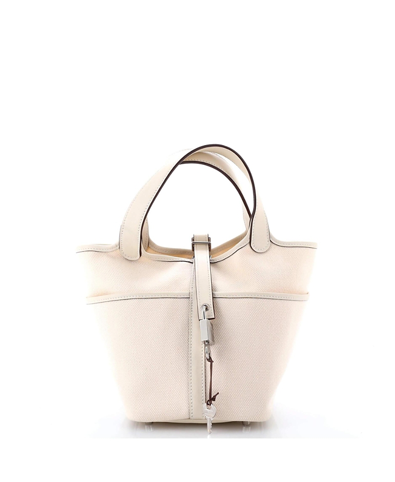 Pre-owned Pre-owned Hermes Hermes Pm Cargo Picotin Lock Bag Canvas And Swift In Neutral