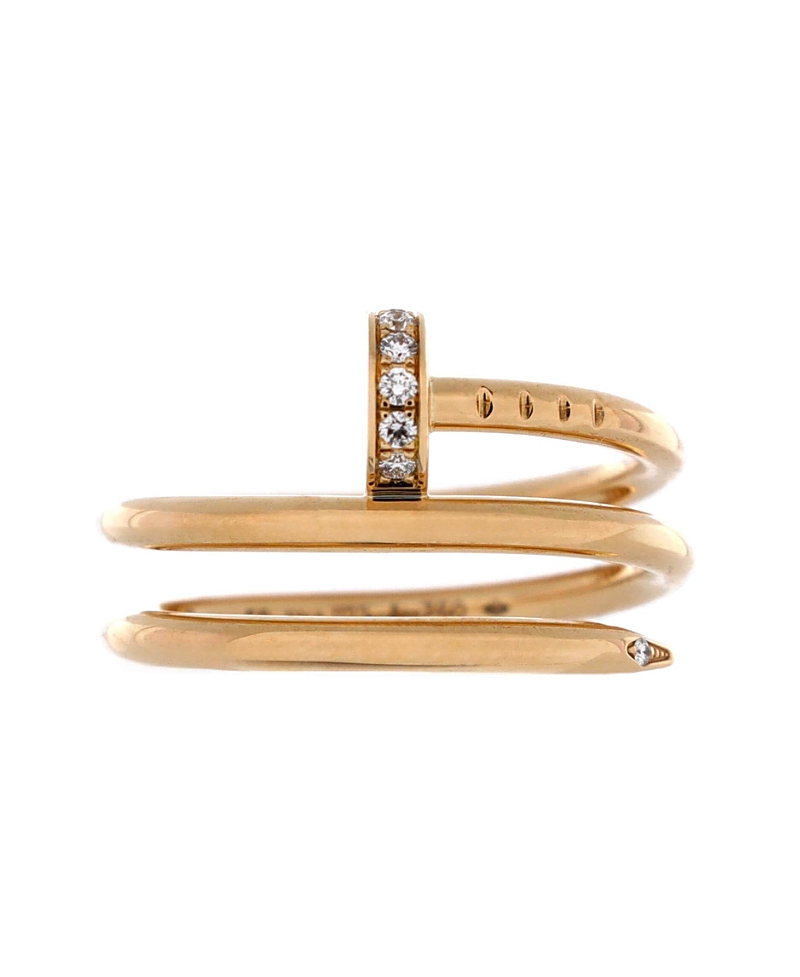 Pre-owned Pre-owned Cartier Cartier Small Juste Un Clou Double Ring 18k Gold And Diamonds