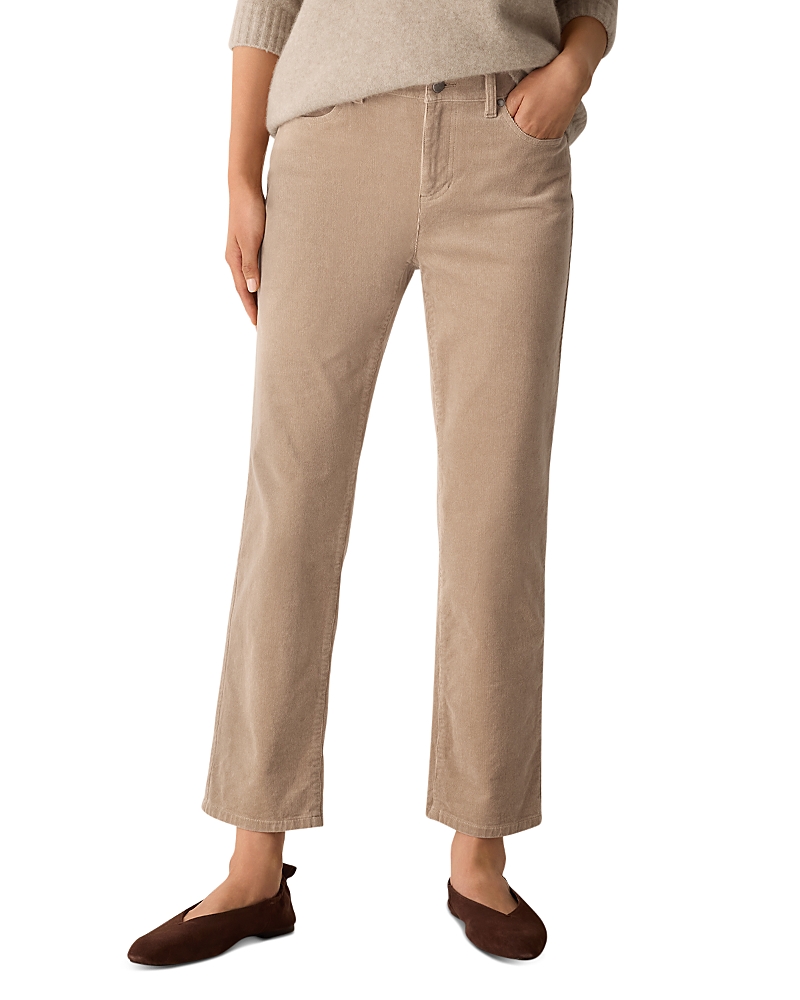 Eileen Fisher Corduroy High Rise Ankle Jeans In Biscuit In Brown
