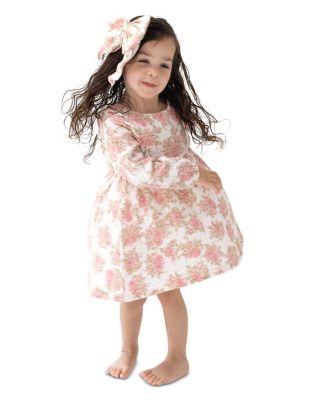 Girls' Bouquets Ruffled Long Sleeved Dress & Ribbed Leggings - Baby