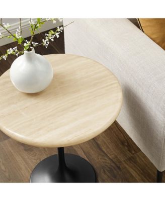 Lippa Round Artificial Travertine Side Table
