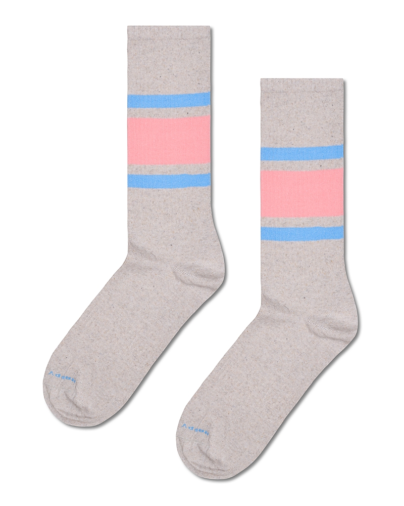 Happy Socks Simple Stripe Sneaker Socks In Neutral