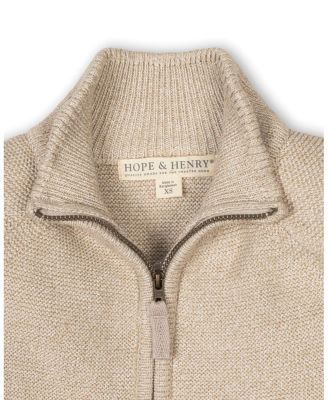 Organic Long Sleeve Full Zip Raglan Mock Neck Sweater - Little Kid, Big Kid