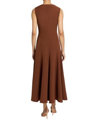 Sunny Sleeveless Midi Dress with Front Zipper in Stretch Crepe
