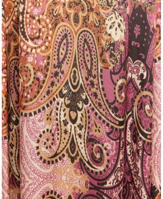 Rachel Long Sleeve Asymmetric Midi Dress in Printed Charmeuse